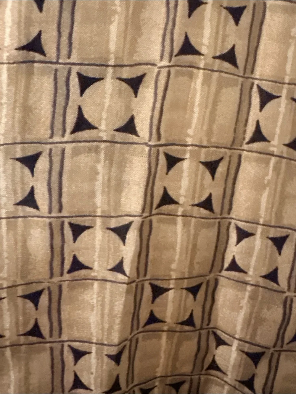 Men's Short Sleeve Button-Up Shirt in Beige Geometric Print